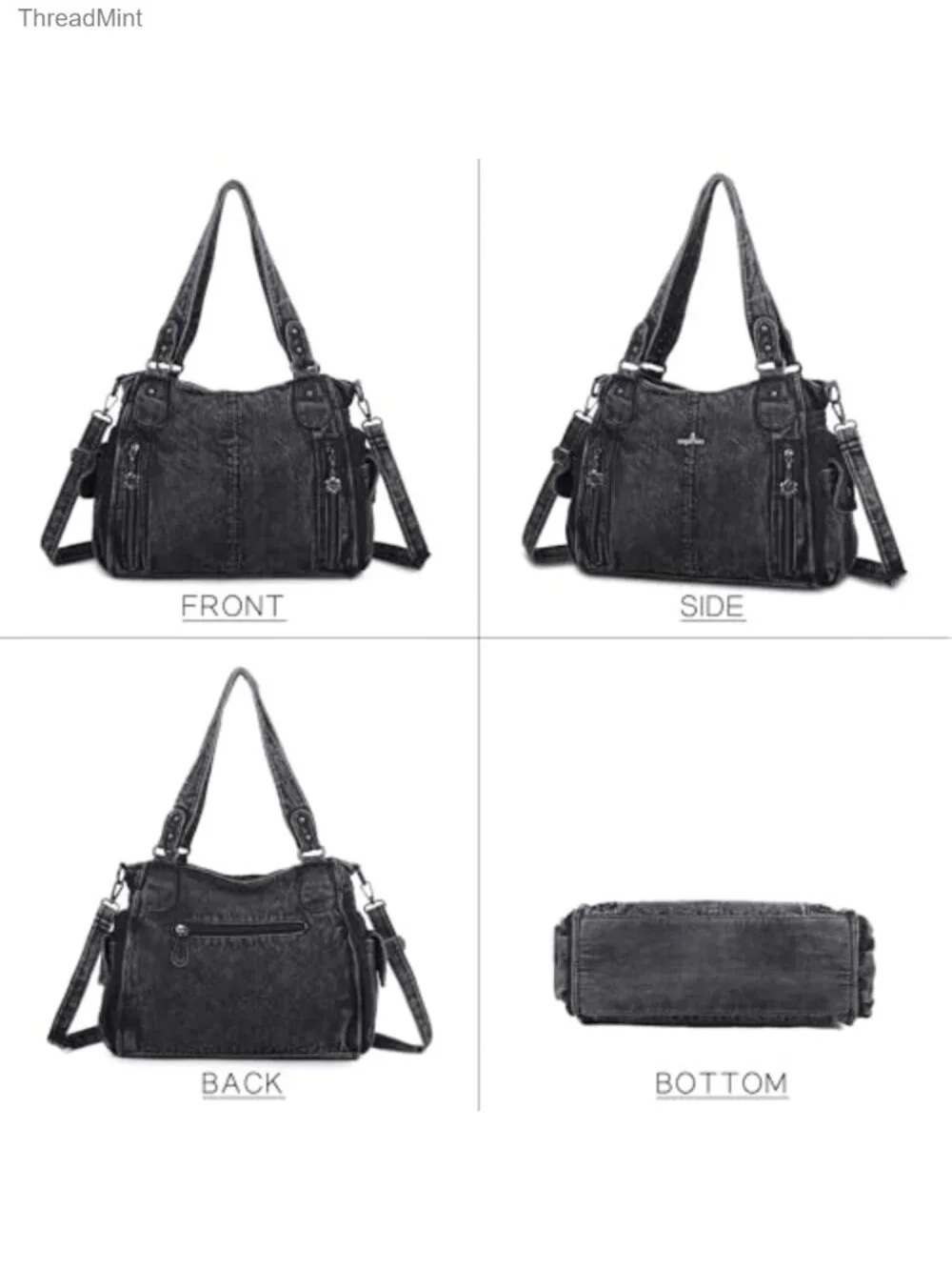 Vegan Leather Hobo Tote - Women's Top-Handle Shoulder Bag, Roomy Multi-Pocket